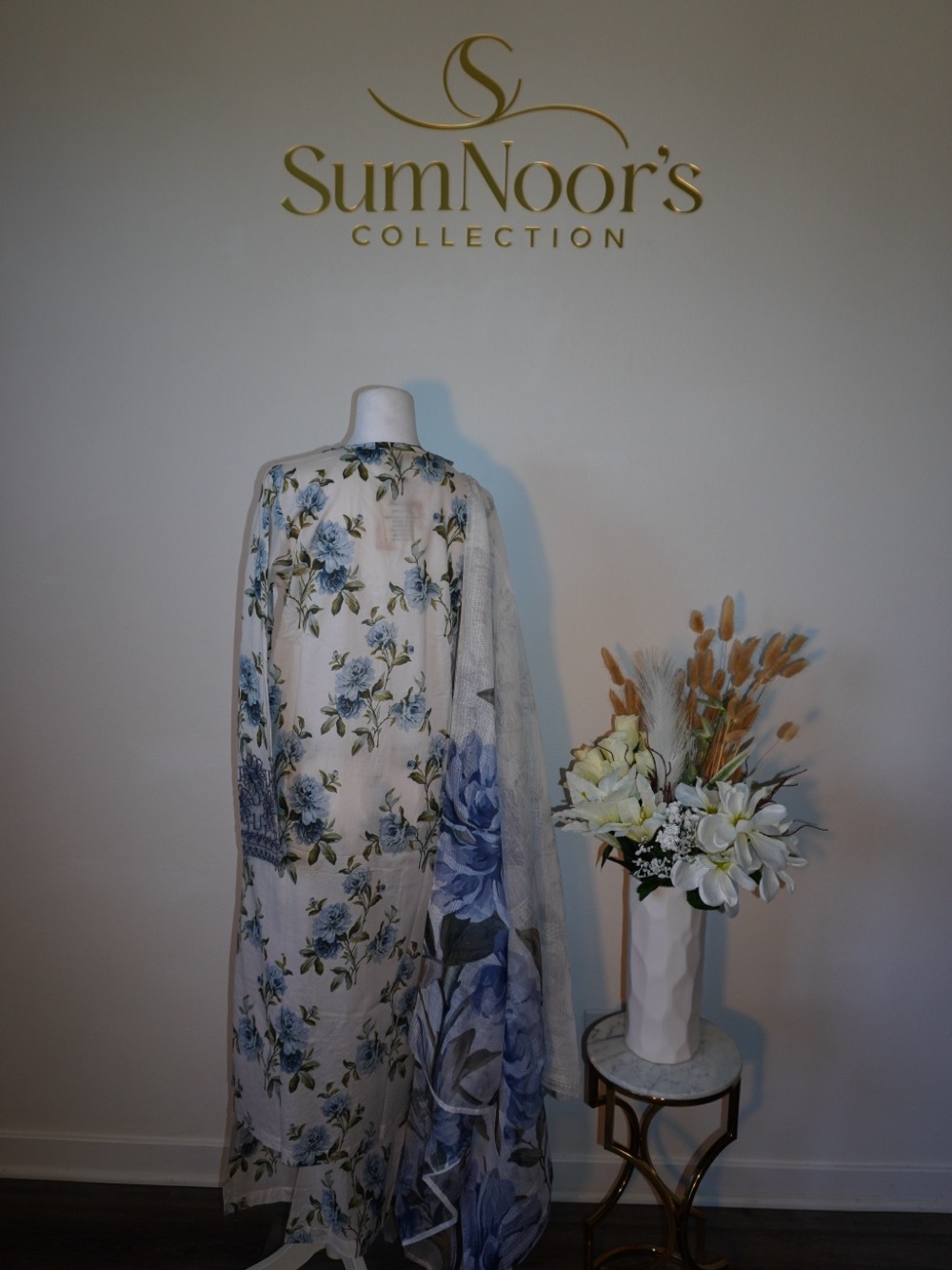 Floral Blue Lawn Dress - Picture 5 of 5
